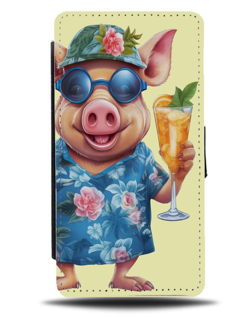 Funny Fat Pig In Hawaii Flip Wallet Case Hawaiian Holiday Summer Holidays CJ12