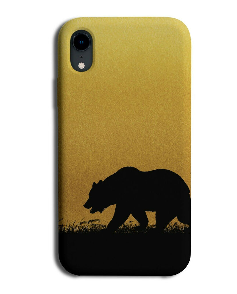 Bear Silhouette Phone Case Cover Bears Gold Golden Black Coloured H981