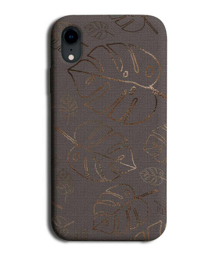Dark Grey and Rose Gold Leaf Outline Phone Case Cover Outlining Golden F883