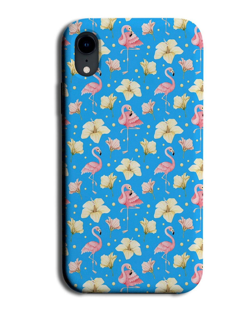 Blue Spring Flamingo Pattern Phone Case Cover Multiple Flamingos Artwork AA21