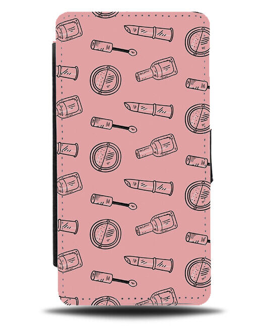 Nail Varnish Pattern Flip Wallet Case Polish Make Up Pink Makeup K814
