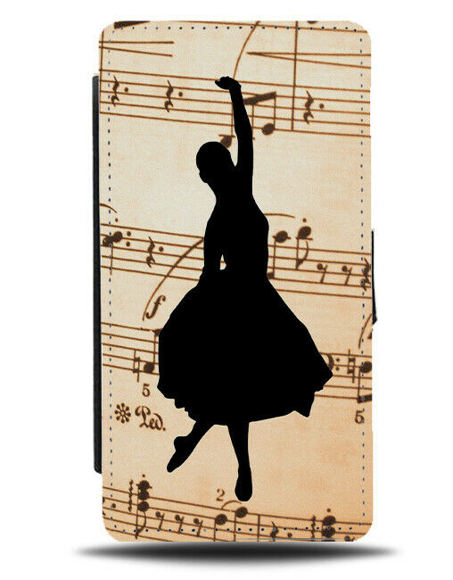 Ballet Flip Cover Wallet Phone Case Ballerina Vintage Musical Notes Music si2