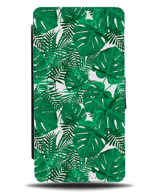 Palm Tree Leaves Flip Wallet Case Leaf Fern Jungle Cartoon Green Leafs E610