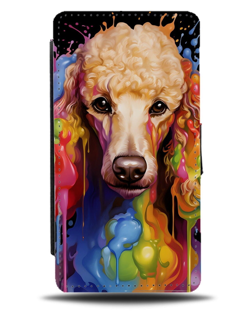 Colourful Poodle Dog Face Flip Wallet Case Colour Splash Poodles Pop Art DF47