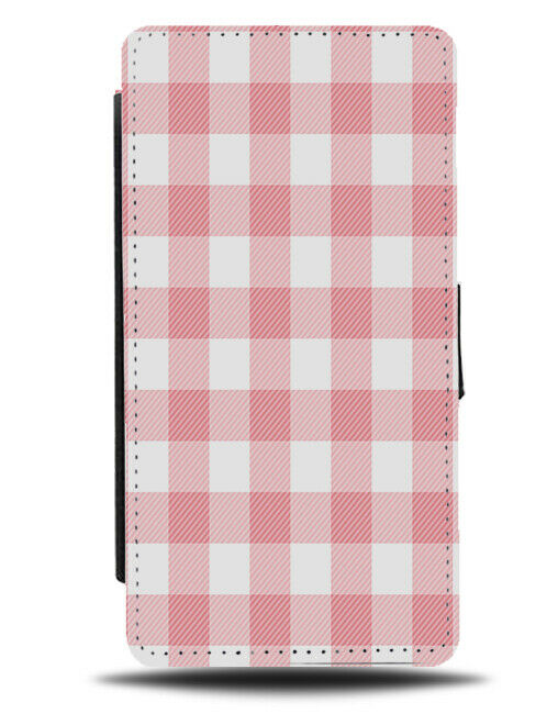 Light Pink Tartan Flip Wallet Case Flannel Gingham Squares Chequered E777