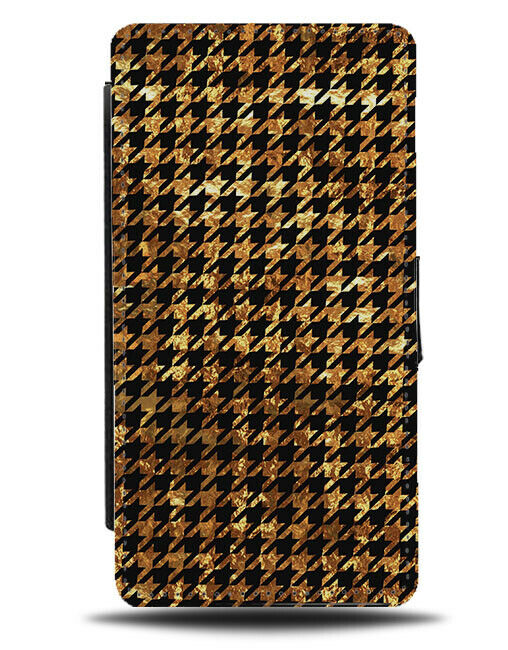 Black and Gold Patterned Flip Wallet Case Funky Stylish Coloured E865