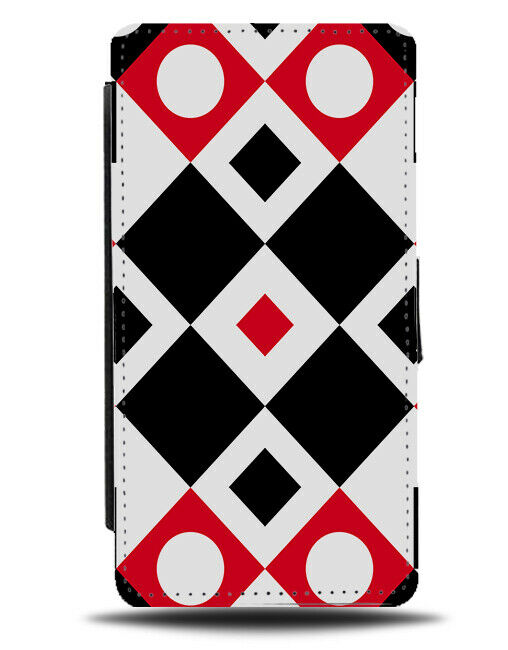 Funky Black Red and White Shapes Flip Wallet Case Geometric Abstract Design H560