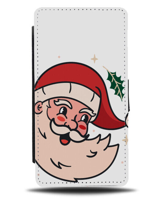 Smiling Santa Face Flip Wallet Case Head Cartoon Picture Photo Clause Claus N939