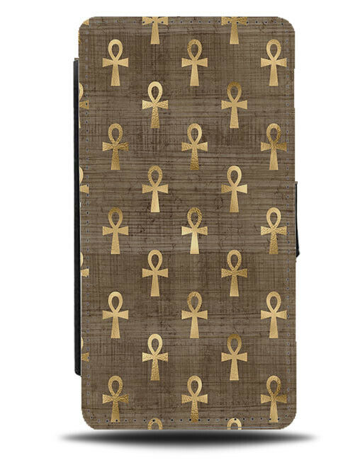 Light Brown and Gold Pattern Flip Wallet Case Patterned Egypt Egyptian F471