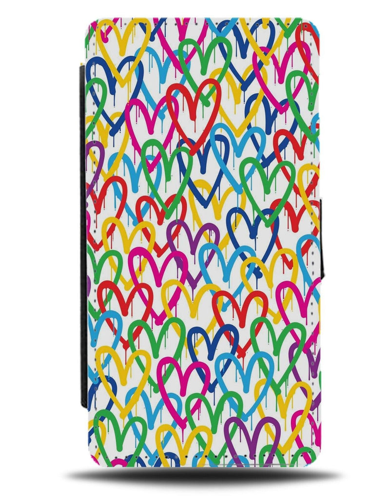 Graffiti Love Heart Flip Wallet Case Hearts Graffitiing Colourful Urban BH08