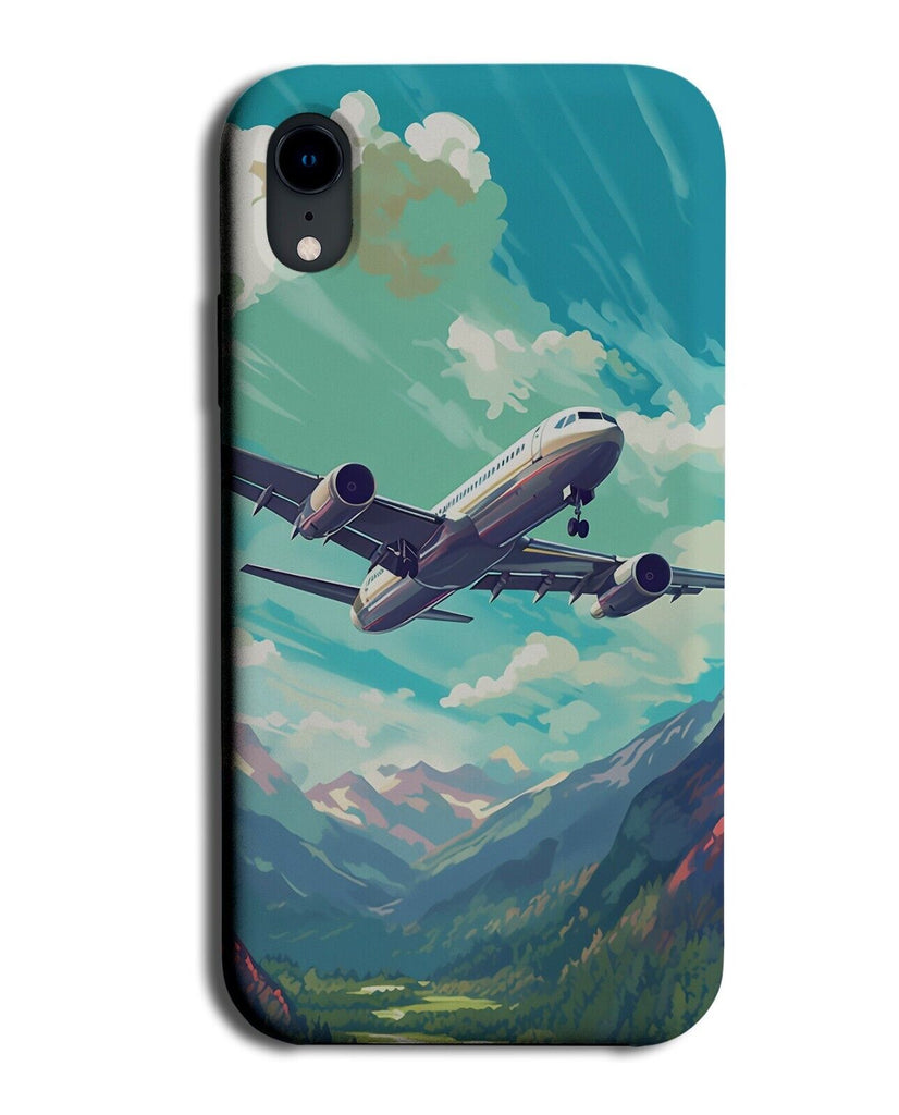 Plane In The Sky Painting Print Phone Case Cover Aviation Style Soaring Jet CX29