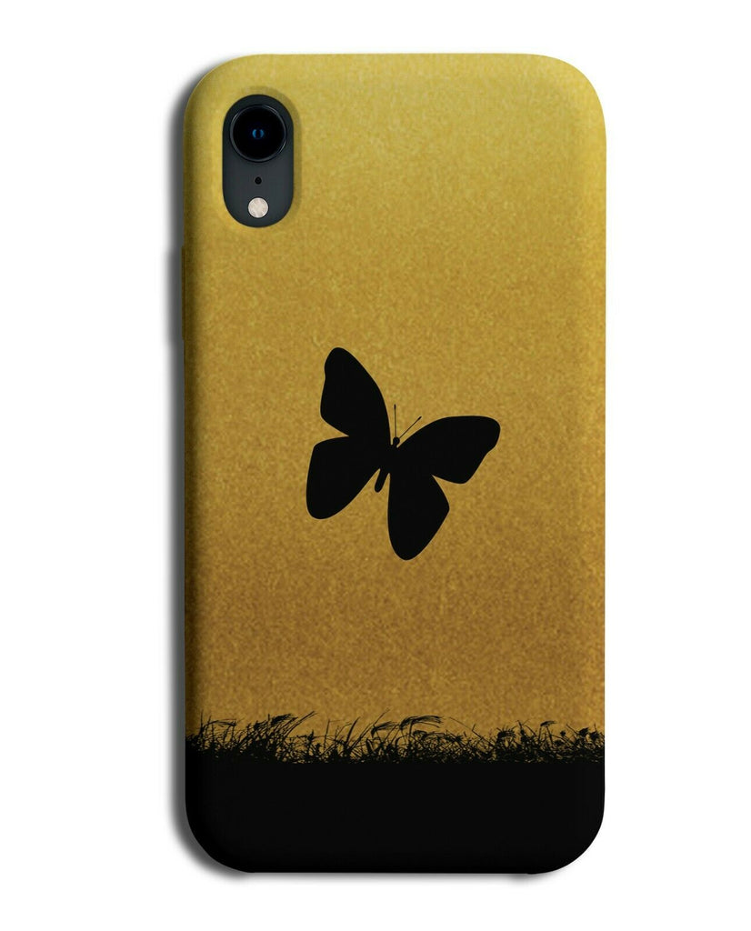 Butterfly Silhouette Phone Case Cover Butterflies Gold Golden Black H982