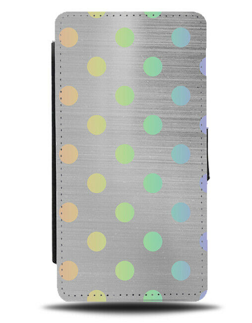 Silver and Rainbow Spotted Flip Cover Wallet Phone Case Spotty Spots Design i497