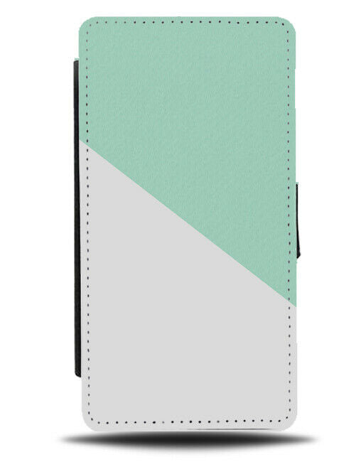Mint Green and White Flip Cover Wallet Phone Case Light Pastel Pale Colour i421