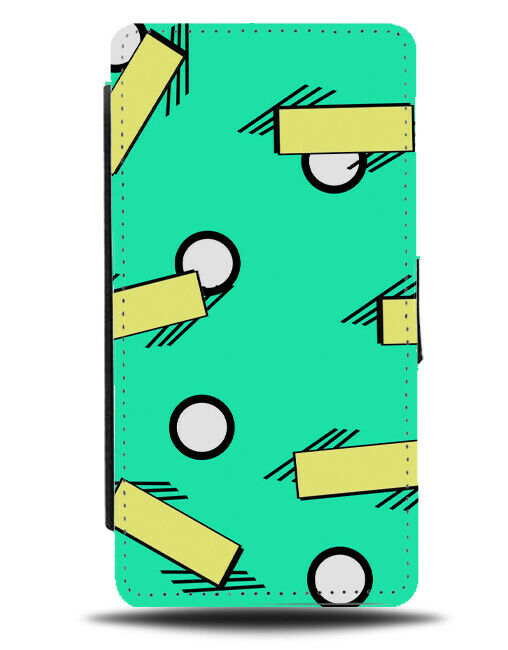 Mint Green Coloured Flip Cover Wallet Phone Case Pastel Shapes Squiggles B593