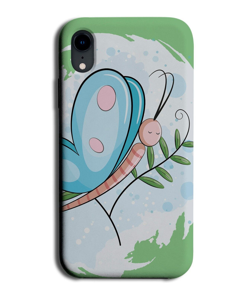 Blue Butterfly Phone Case Cover Cute Simplistic Butterfly's Wings On Tree BP58