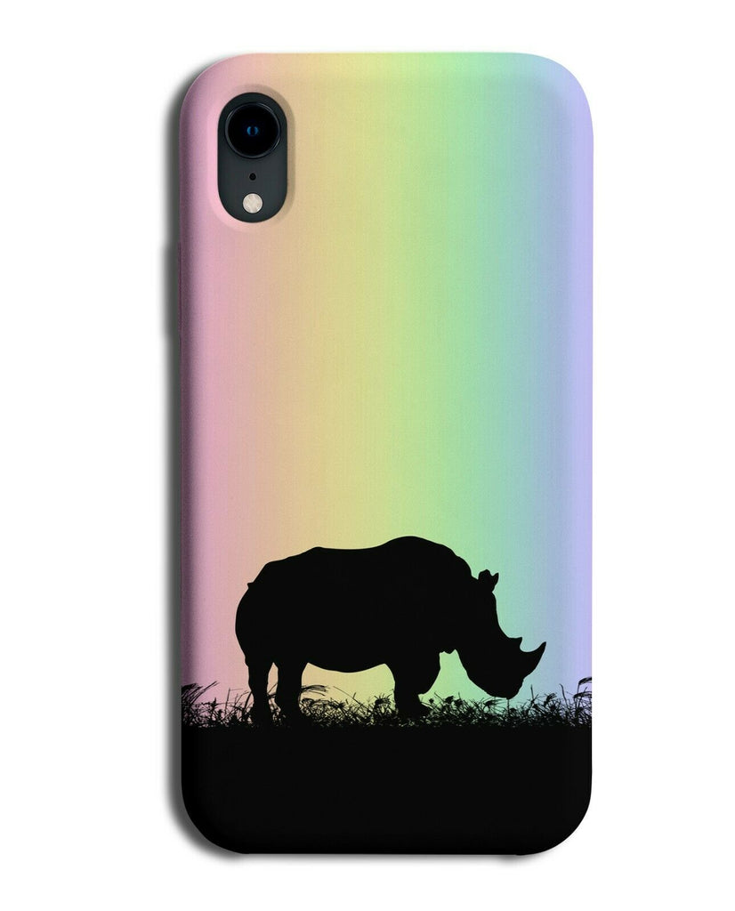 Rhino Silhouette Phone Case Cover Rhinos Rainbow Colourful I099