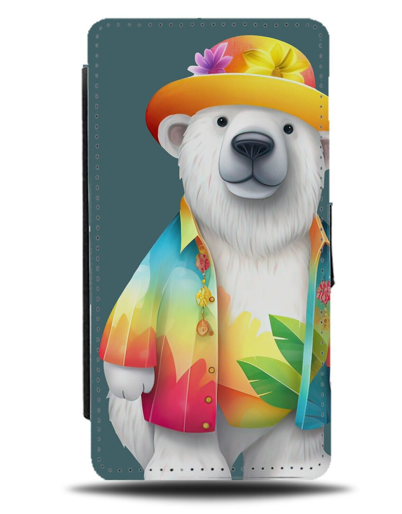 Hawaiian Polar Bear Flip Wallet Case Funny Holiday Hawaii Shirt Shorts Lei CF63