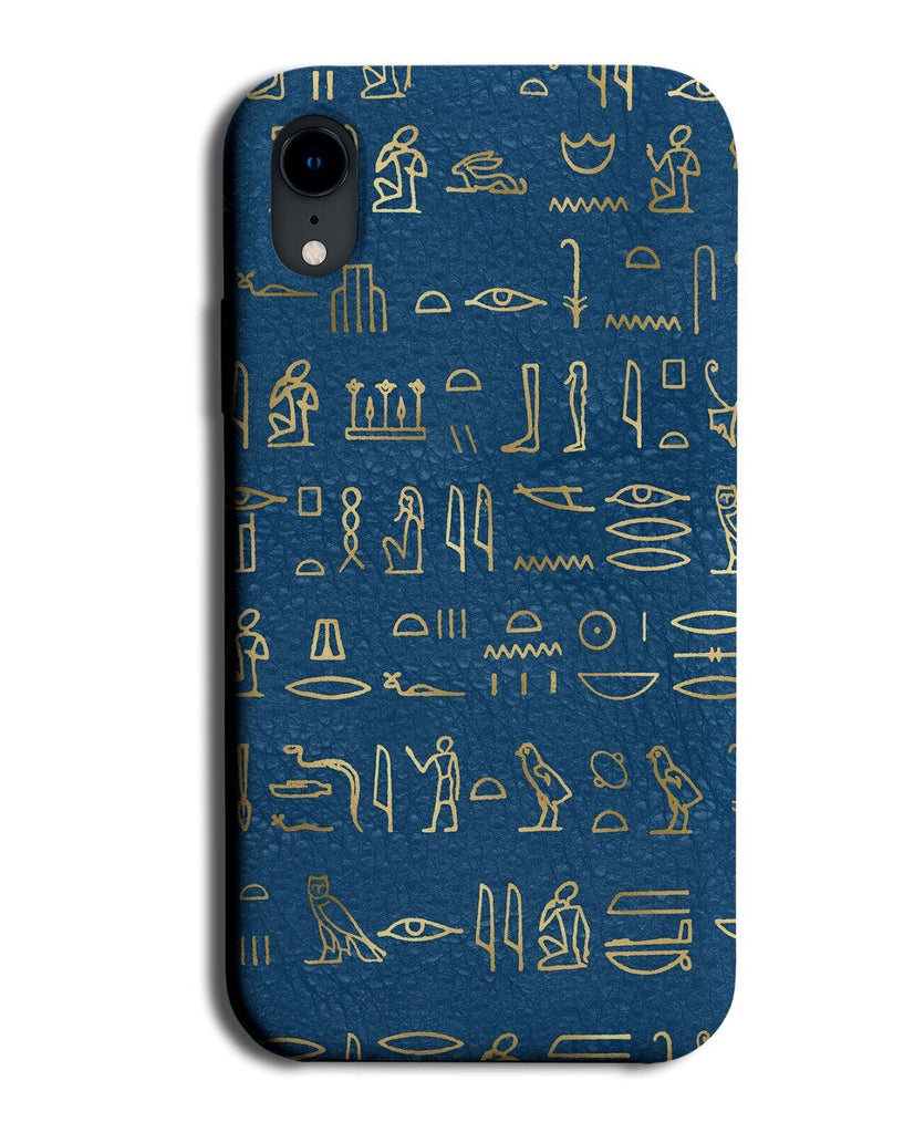 Egyptian Scripture Writing Phone Case Cover Symbols and Shapes Blue Egypt AI71