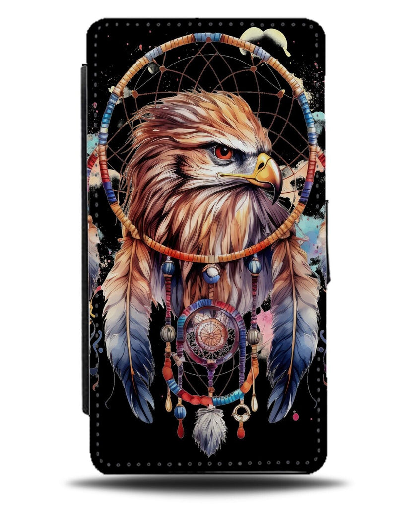 Boho Eagles Face Flip Wallet Case Eagle Bald Dreamcatcher Indian Tribal CH92