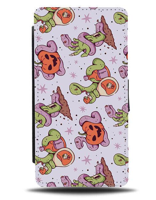 Snakes and Pumpkin Cartoon Pattern Flip Wallet Case Snake Pumpkins Halloween 577