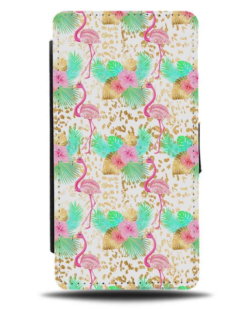 Flamingos Pattern Flip Wallet Case Summer Tropical Style Palm Tree Pink BB99