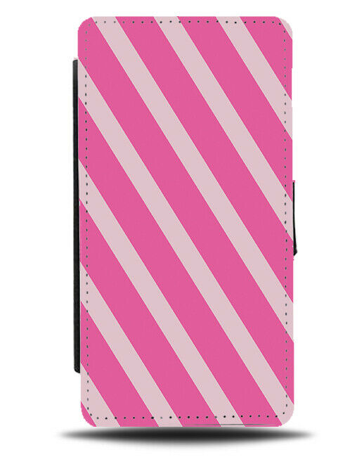 Hot Pink & Baby Pink Striped Flip Cover Wallet Phone Case Stripes Coloured i875