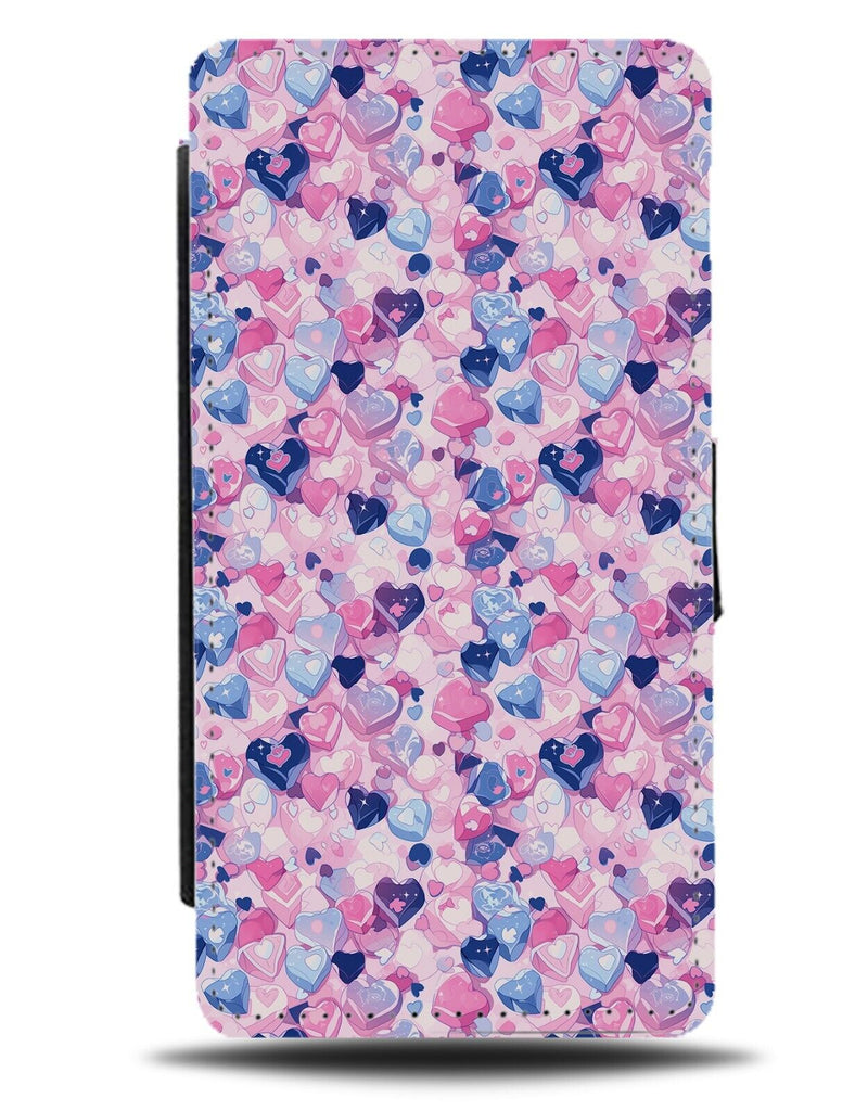 Cartoon Love Hearts Flip Wallet Case Heart Shapes Design Shape Girly Fun CA50