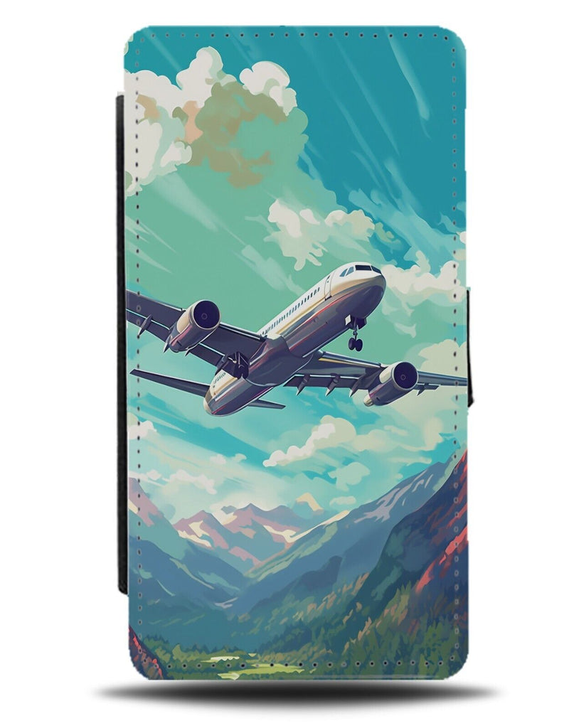 Airplane Flying Overhead Flip Wallet Case Over Head Plane Planes Jumbo Jet CX29