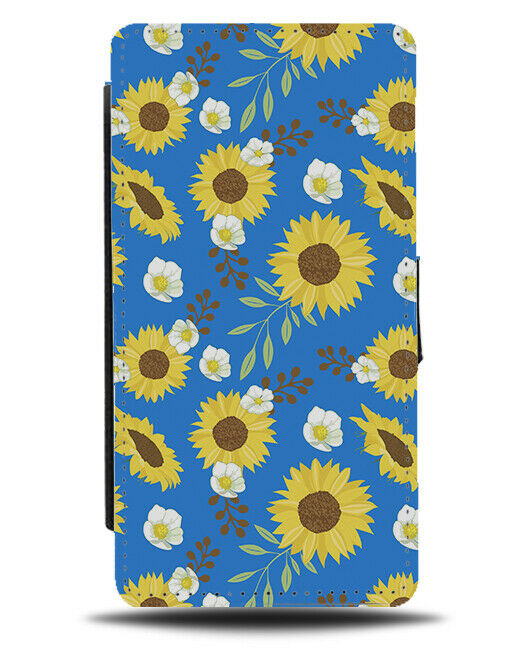 Sunflower Oil Painting Drawing Flip Wallet Case Sunflowers Pattern Picture F921