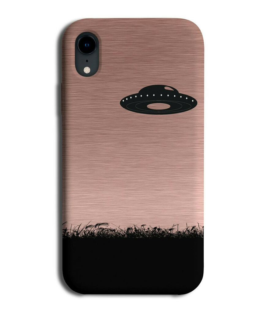 UFO Silhouette Phone Case Cover UFOs Aliens Alien Rose Gold Coloured i133