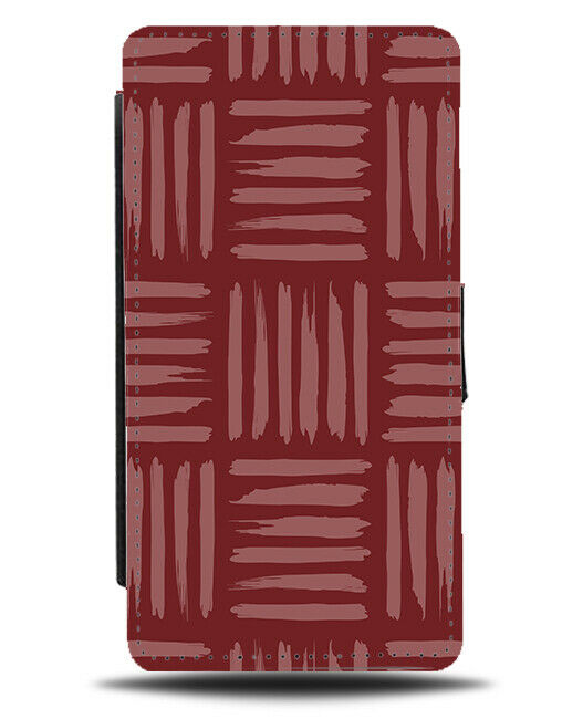 Dark Red and Pink Steel Patterning Flip Wallet Case Metal Print Lines H519