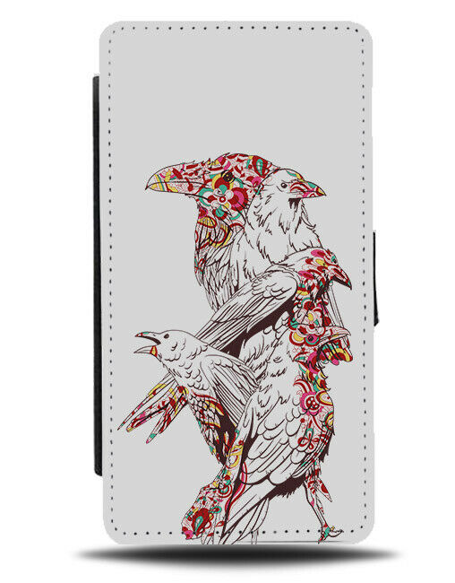 Bird Drawing Print Flip Wallet Phone Case Birdy Birds Crow Beak Painting E491
