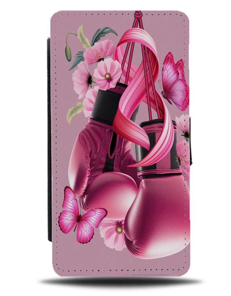 Pink Boxing Gloves Flip Wallet Case Floral Girl Girls Womans Womens Boxer DD30
