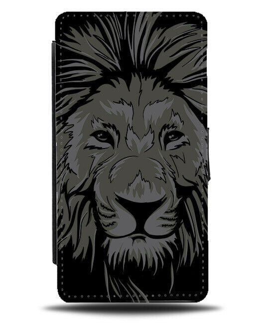 Artistic Lion Drawing Flip Wallet Phone Case Art Lions Face Drawn Picture E155