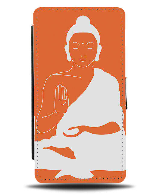 Orange and White Buddha Illustration Flip Wallet Case Outline Silhouette J585