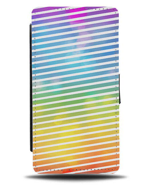 Watercolour Artistic Colourful Stripes Flip Wallet Case Striped Pattern K218