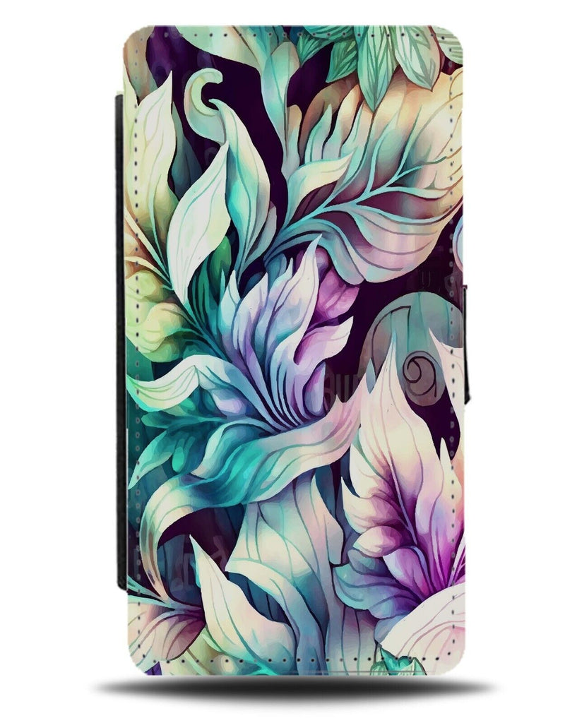 Dark Gothic Watercolour Floral Flip Wallet Case Flowers Flower Leaves Leaf BC86