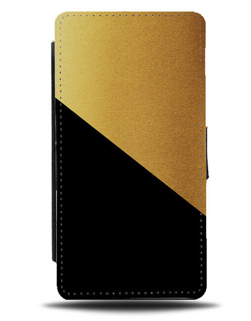 Gold and Black Flip Cover Wallet Phone Case Golden Coloured Pitch Print i442