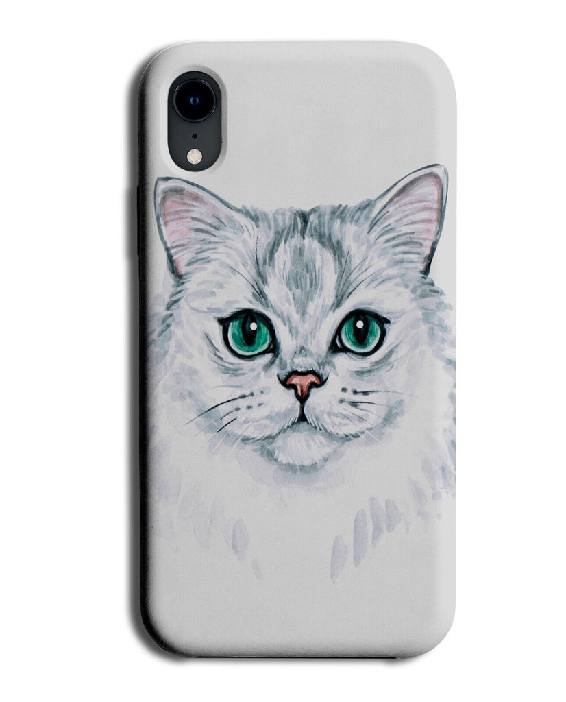 White Cat Phone Case Cover Green Eyes Eyed Cats Fluffy Cute Picture Kat BA35