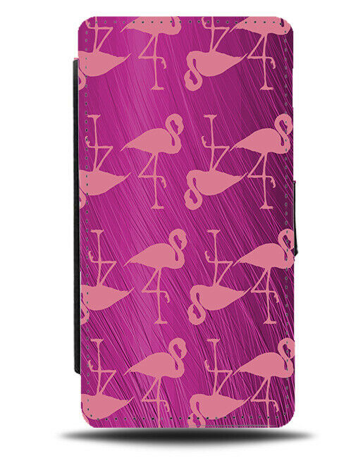 Pink & Purple Flamingo Silhouette Flip Cover Wallet Phone Case Girls Shapes B788