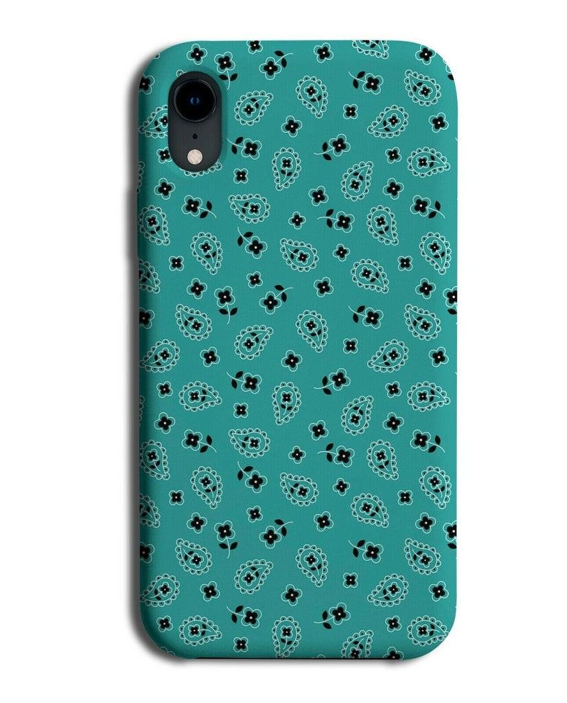 Turquoise Green Phone Case Cover Black White Leafy Shapes Mens Boys Design G626