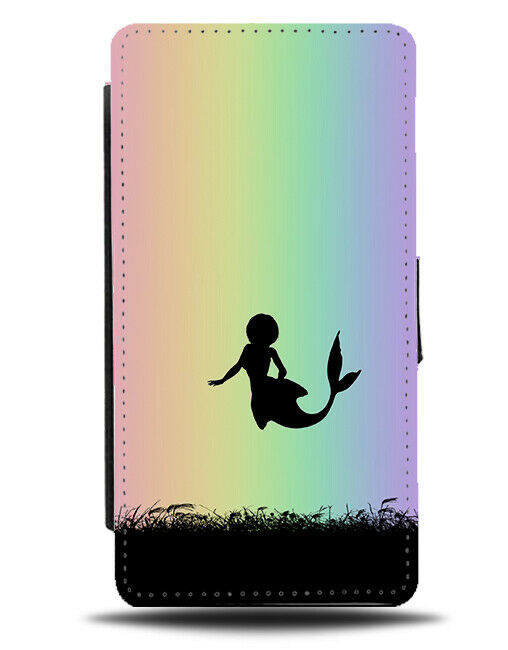 Mermaid Silhouette Flip Cover Wallet Phone Case Mermaids Rainbow Colourful i093