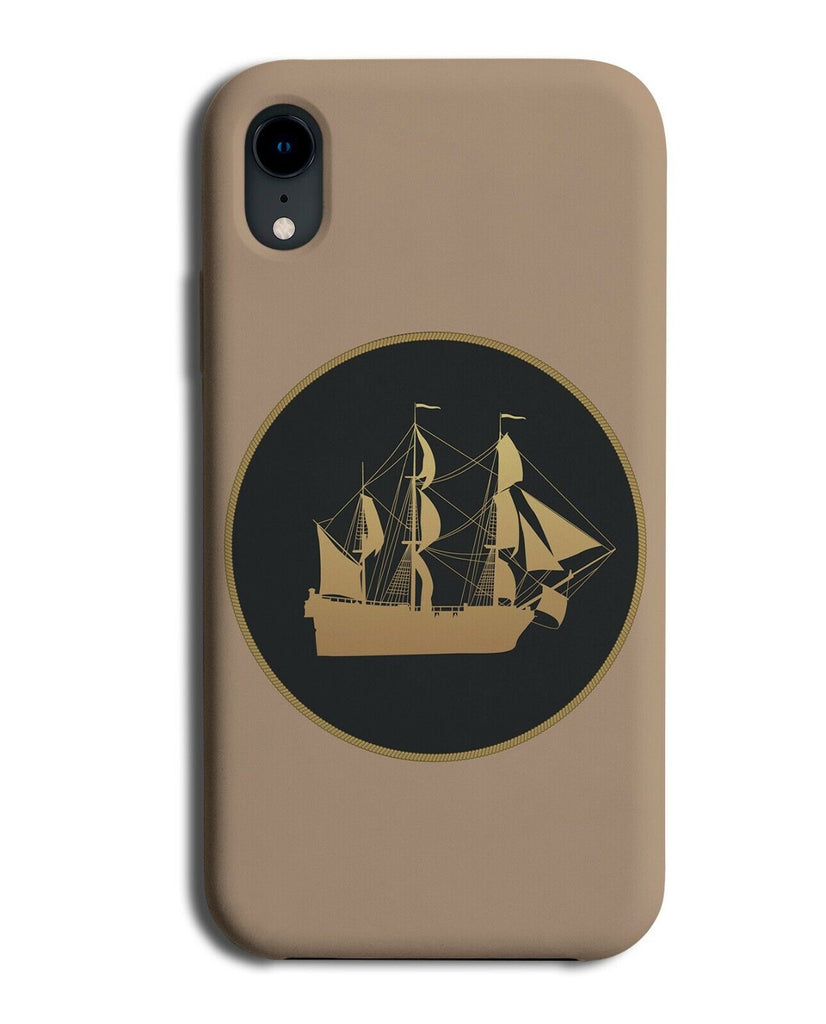 Golden Pirate Ship Silhouette Phone Case Cover Shape Pirates Boat Gold K041