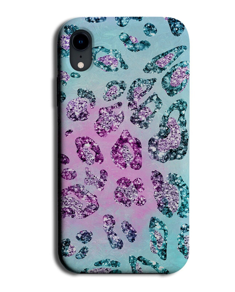 Neon Pastel Blue Printed Glitter Leopard Print Phone Case Cover Animal Pink AU22