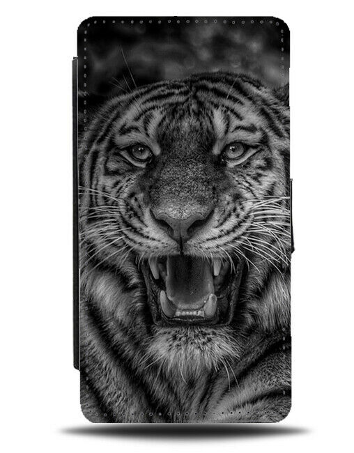 Black & White Tiger Photograph Flip Cover Wallet Phone Case Tigers Picture si538
