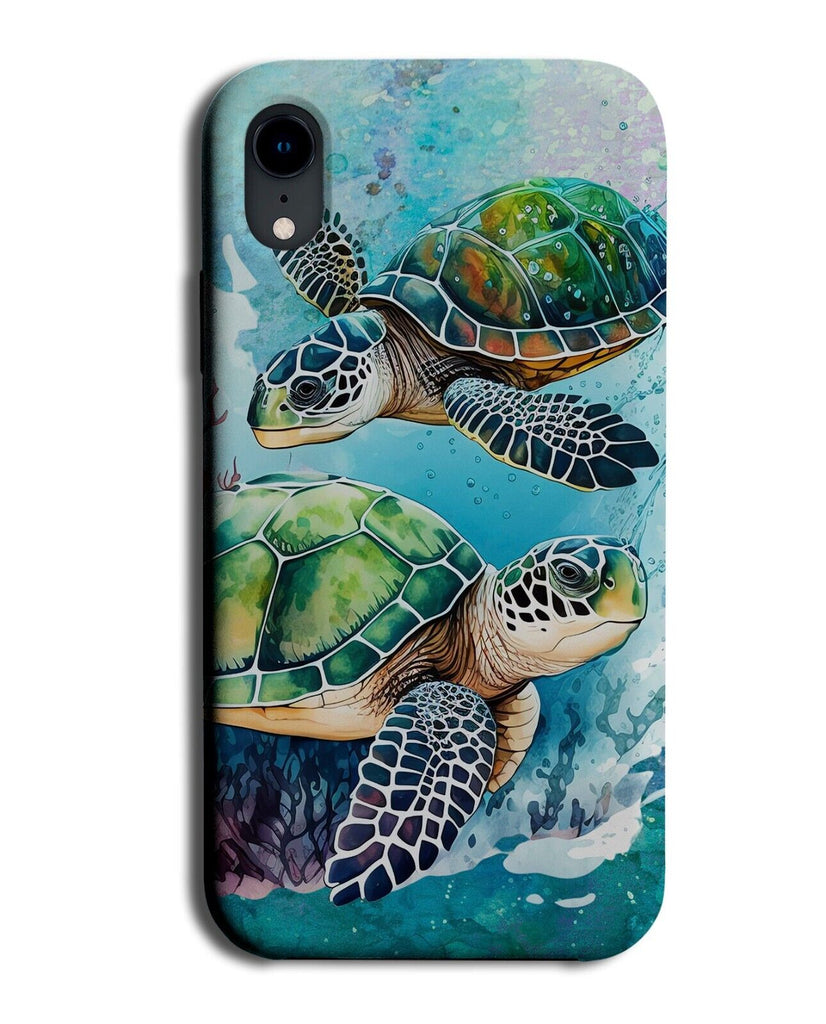 Sea Turtles Oil Painting Phone Case Cover Turtle Turtal Swimming Ocean Blue BT45