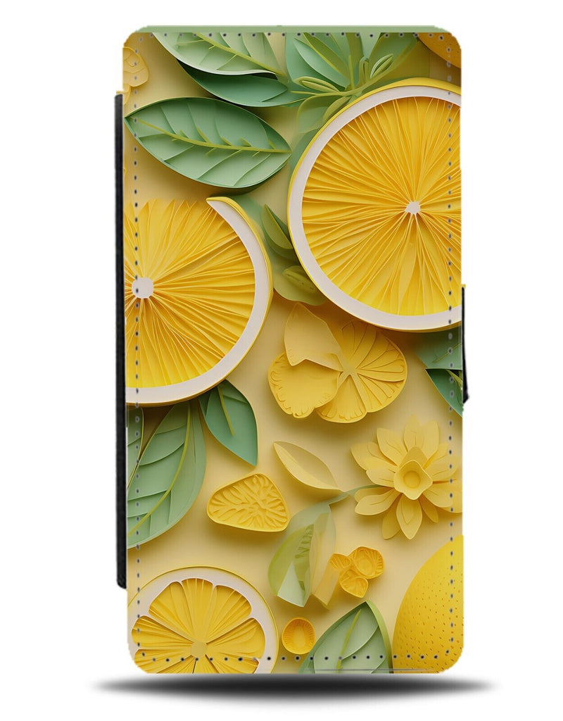 Lemon Slices Flip Wallet Case Slice Lemons Pattern Yellow Artwork Art Fruit CY19