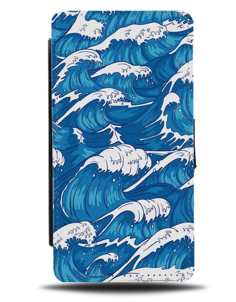 Crashing Waves Flip Wallet Case Open Ocean Wave Tide Tides Japanese Asian BB18