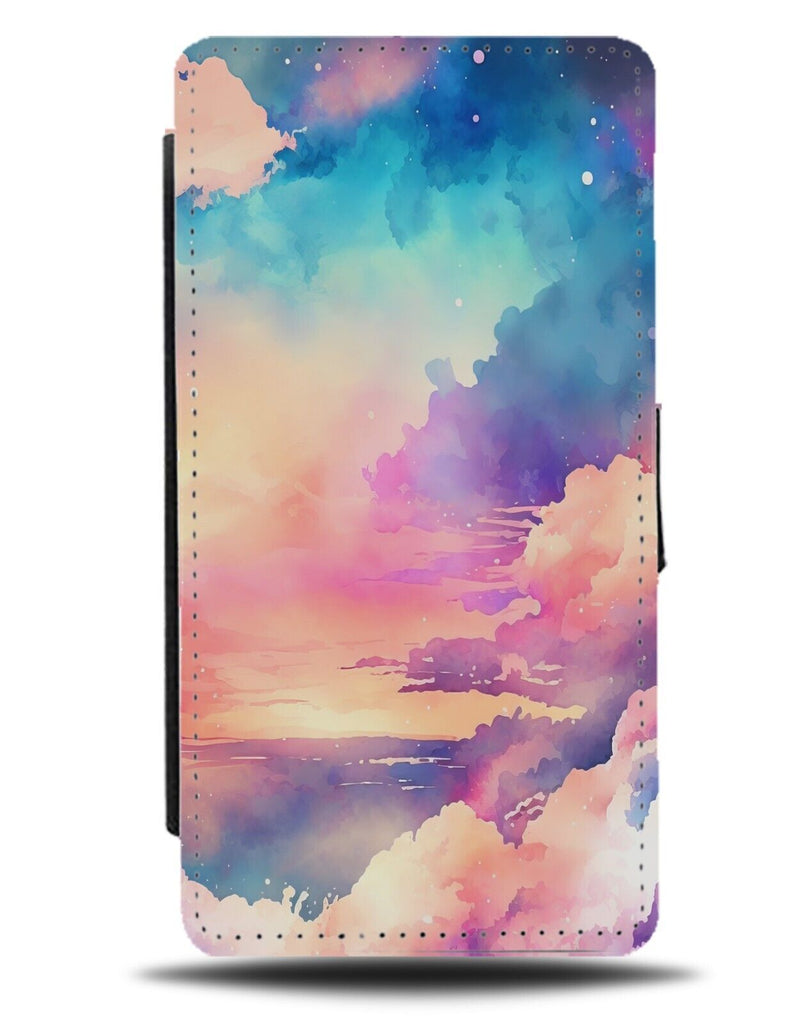 Watercolour Clouds Painting Flip Wallet Case Cloud In Sky Oil Pastel Paint CF50